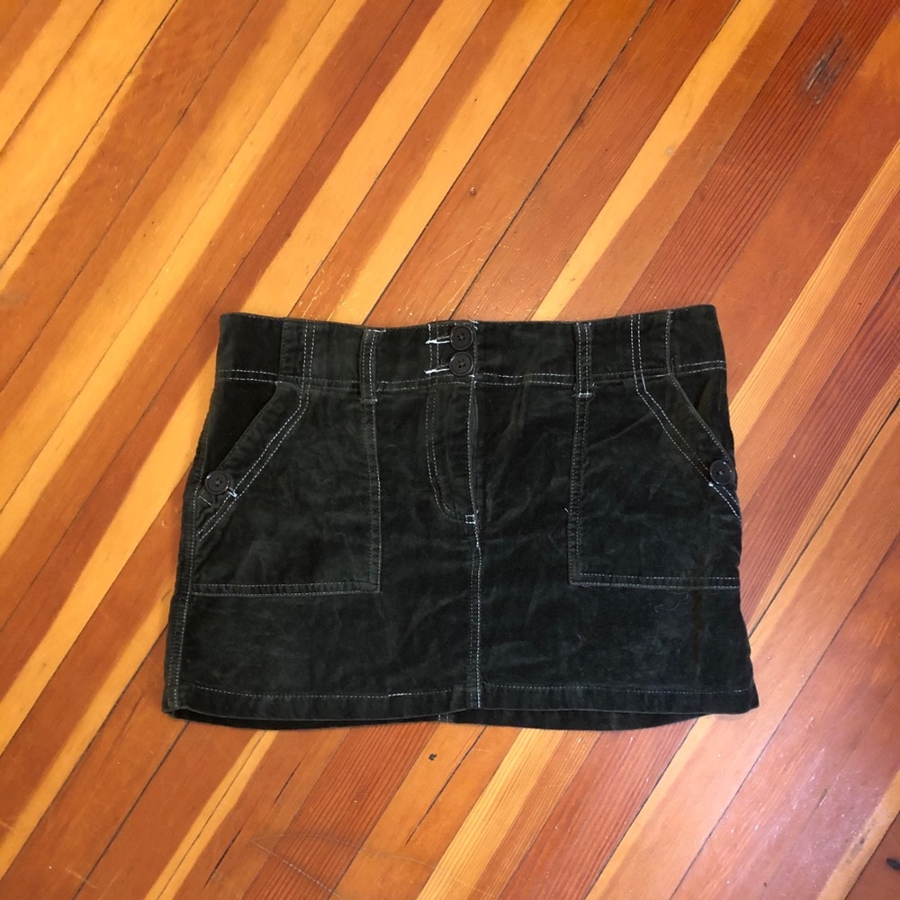Olive Velvet Mini Skirt